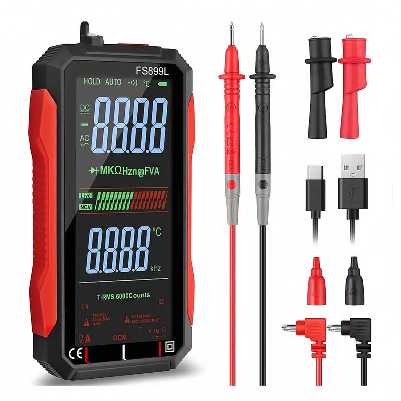  Fully automatic 6000 count digital voltmeter with test leads and accessories