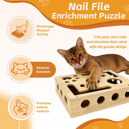 Cat Scratch Puzzle Enrichment Box Nail File Stress Free