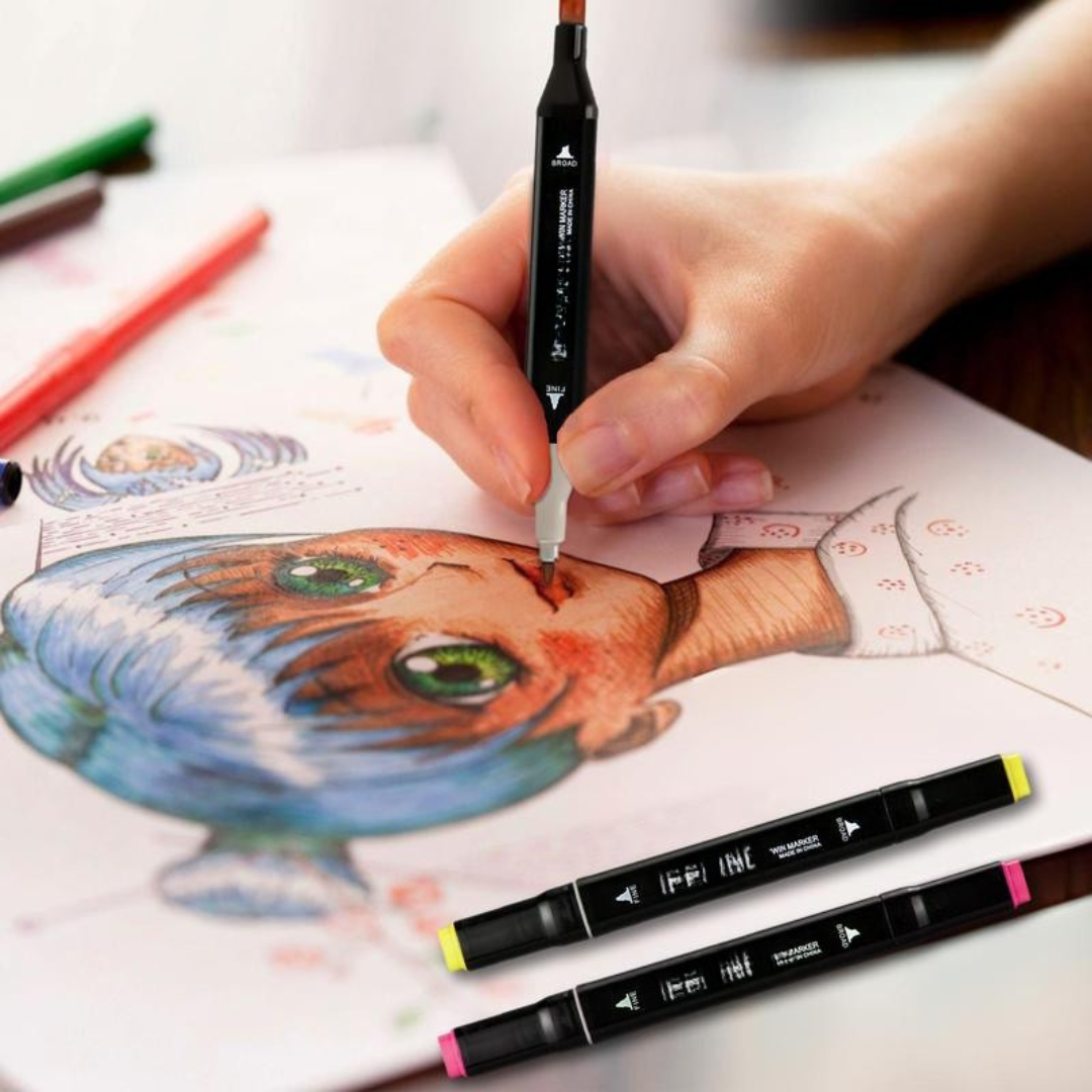 Colors Alcohol Marker Set with Double Tips and Blending Function (80pcs and 168pcs)
