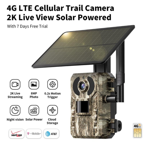 4G LTE Solar Game Camera – 2K Live Video
