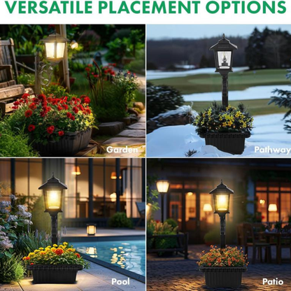 2 Pcs Solar Post Light With Planter