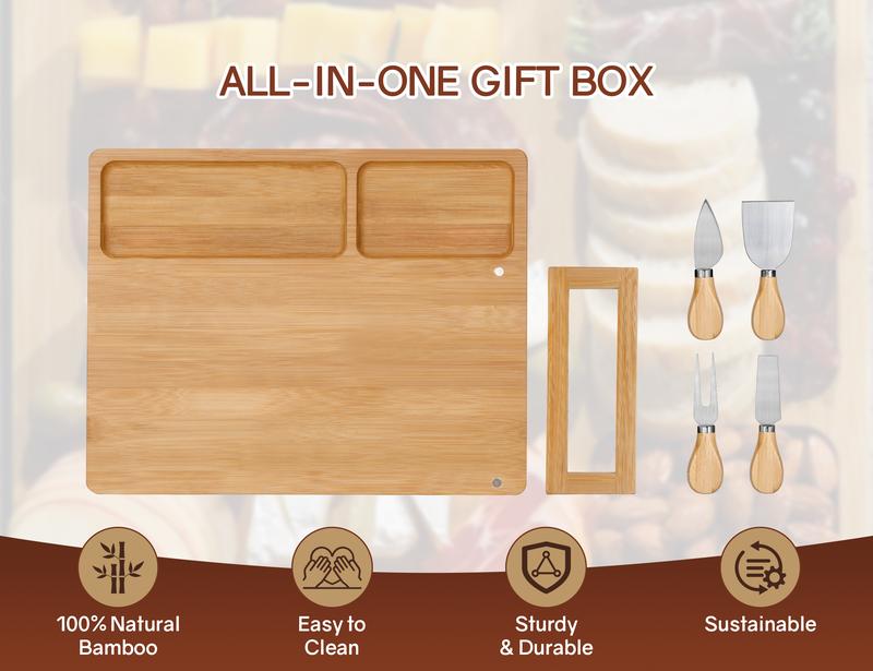 Bamboo Charcuterie Board and Knife Set