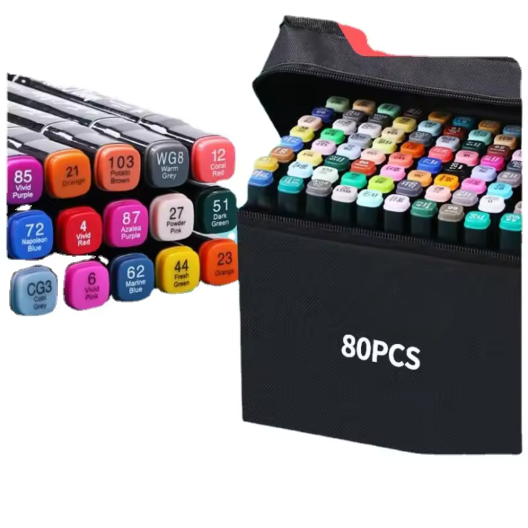 Colors Alcohol Marker Set with Double Tips and Blending Function (80pcs and 168pcs)