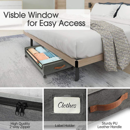 2-Pack Underbed Storage Boxes with Silent Wheels